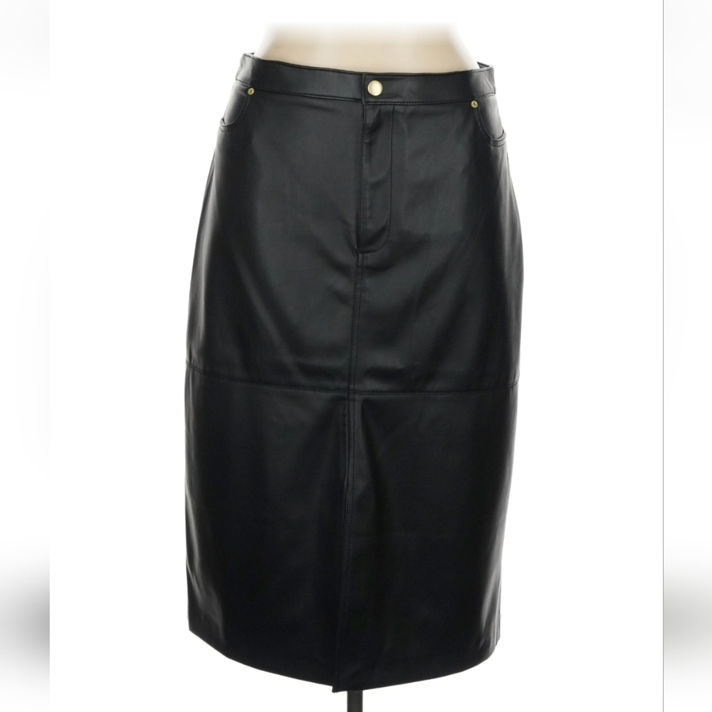 Talbots NWT Black Faux Leather Pencil Skirt Size 16 Tags Attached